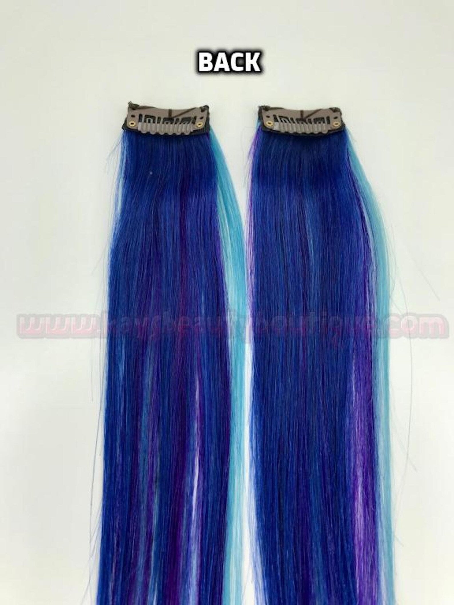Bright Turquoise Teal Purple Blue Mix Strip Clip-ins 100% Human Hair Extensions