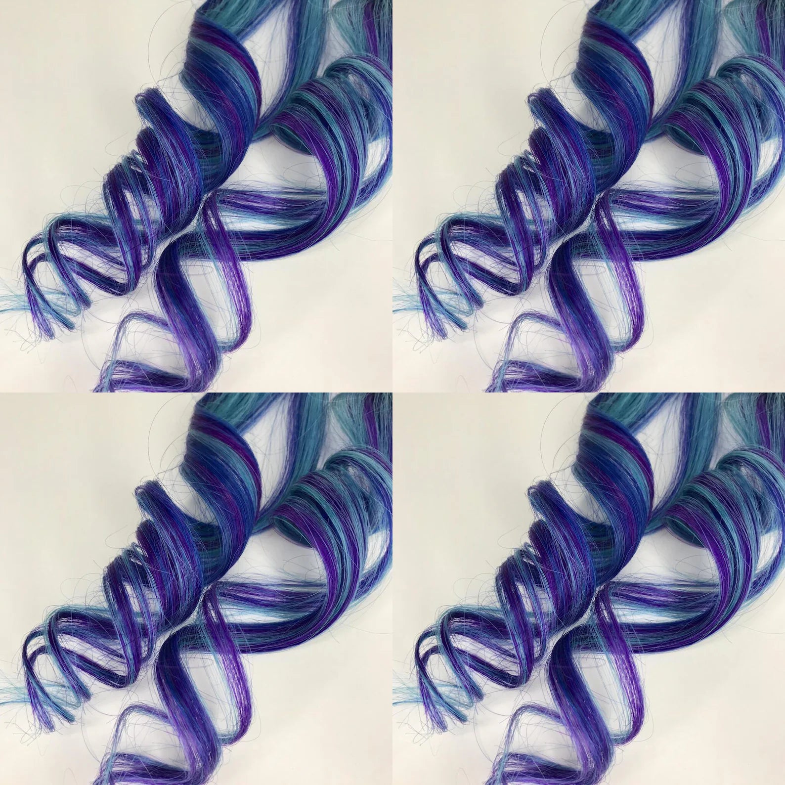 Bright Turquoise Teal Purple Blue Mix Strip Clip-ins 100% Human Hair Extensions