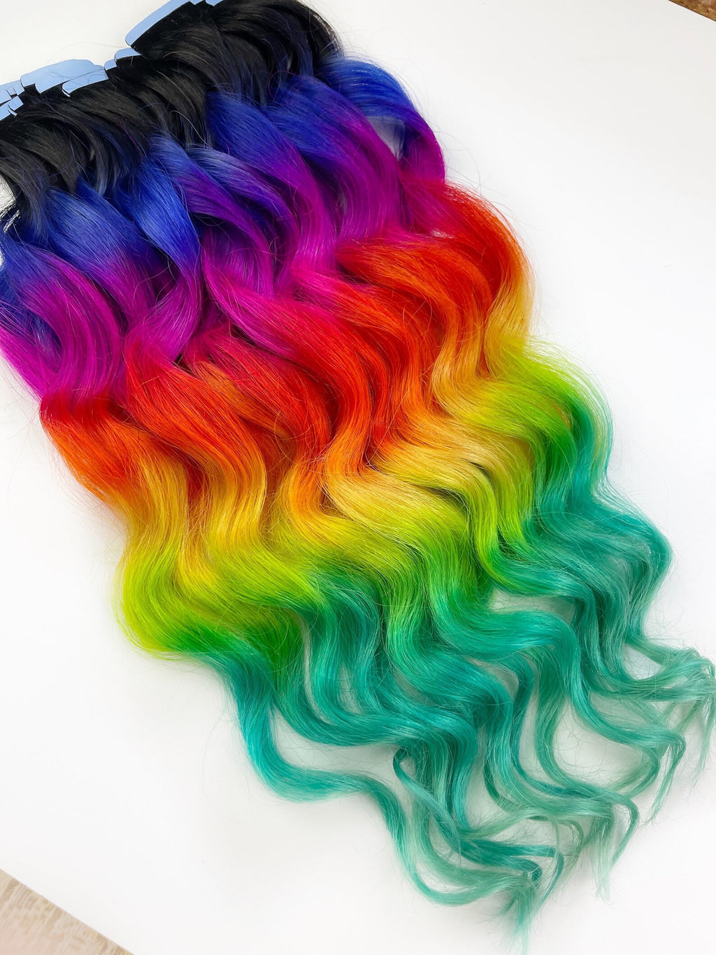 Bright Neon Rainbow Hair Extensions