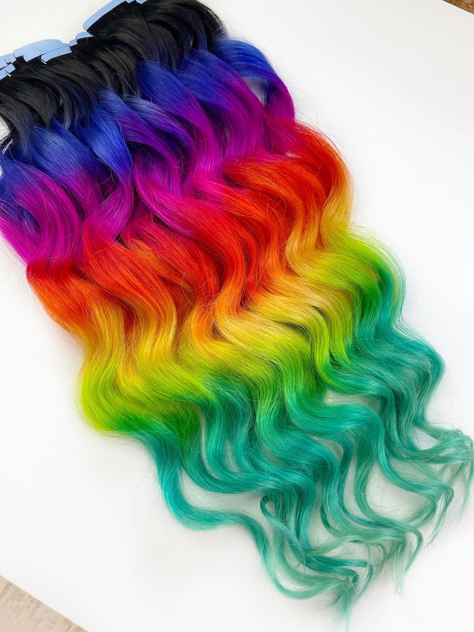 Bright Neon Rainbow Hair Extensions