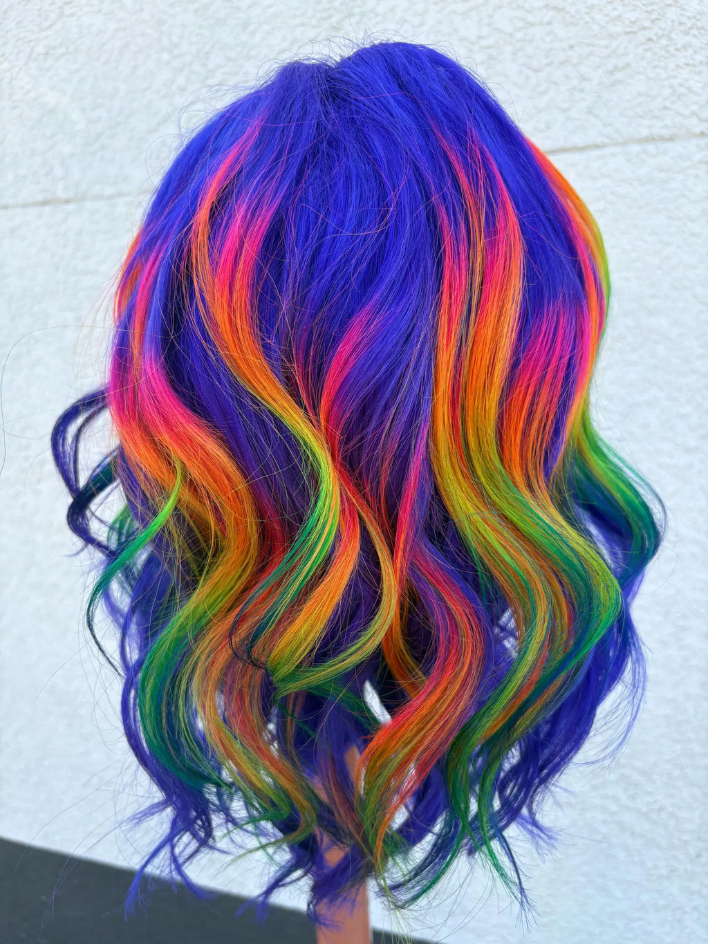100% Human Hair Lace Front 14 Inch Rainbow Wig Purple Roots